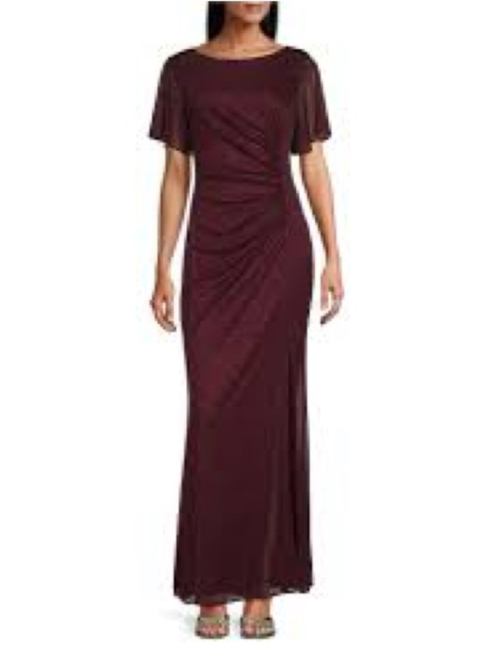 Ignite Evenings Elegant Women's Burgundy Ruched Evening Dress size 4 petite